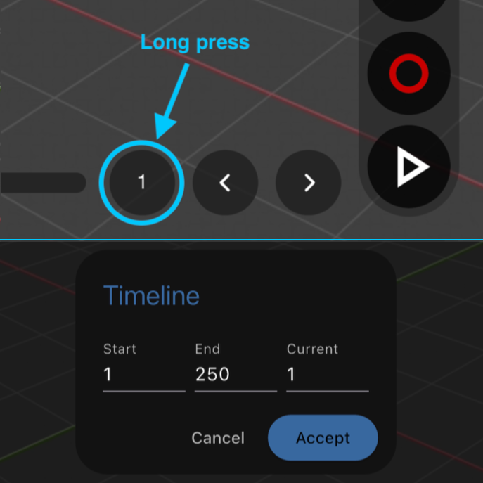 Frame range configuration dialog